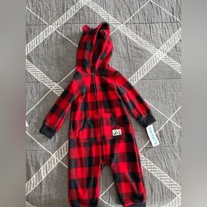 Carter's Buffalo Plaid Fleece Hooded Onesie